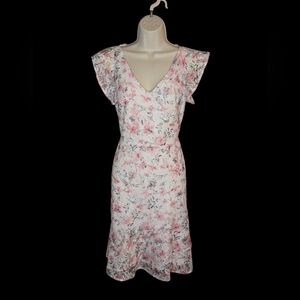 Ralph Lauren Lace Overlay Floral V-Neck Midi Dress, Country Club Easter Size 2
